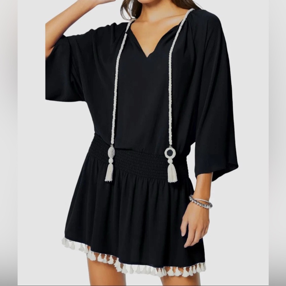 Ramy Brook Black Mini Dress with White Accents